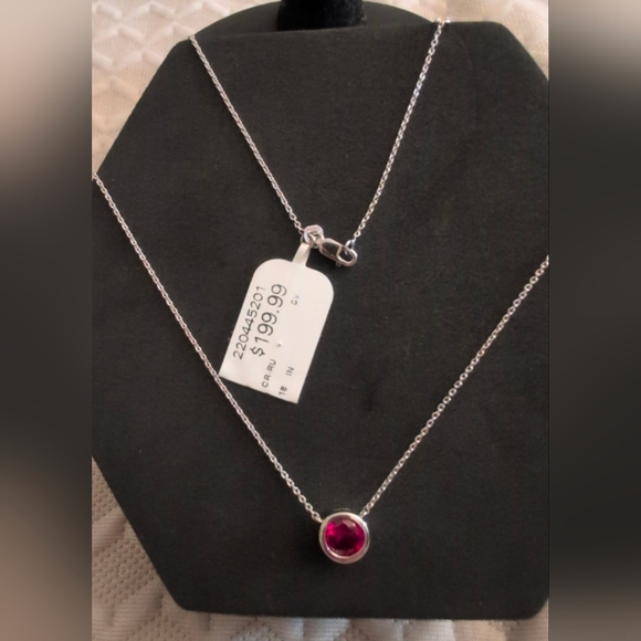 925 Sterling Silver Bezel Set Solitaire Ruby Necklace $199 Retail - Picture 2 of 4